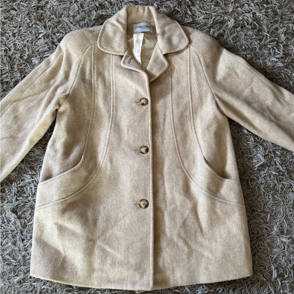 Cabin Creek Jacket Petite Women 8P Oatmeal Wool Button Up Shaped Car Coat Cozy - Picture 2 of 8
